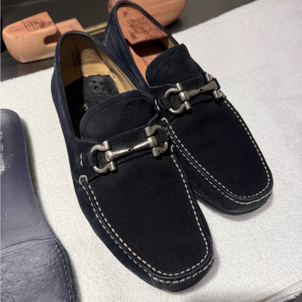 Salvatore Ferragamo Navy Suede Drivers Size 9EEE